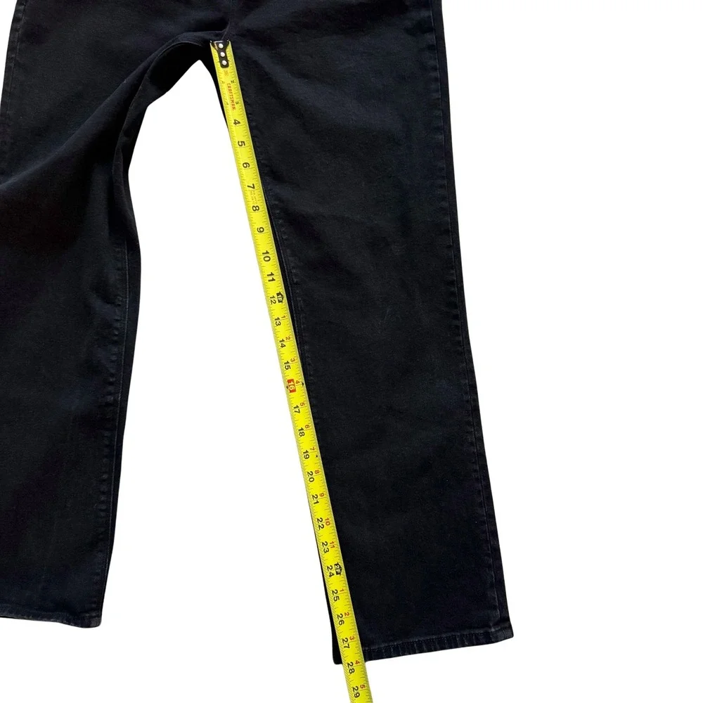 Hudson Black Denim Jeans Straight Leg Button Fly Women's Sz 12‎ High Rise Staple